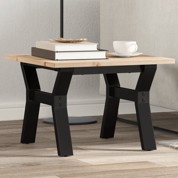 vidaXL Coffee Table Y-Frame 50x50x35 cm Solid Wood Pine and Steel