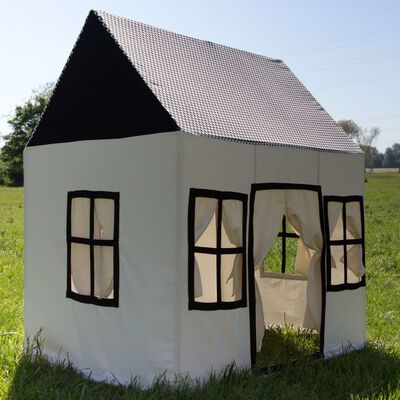 CHILDHOME Playhouse 125x95x145cm Canvas White and Black