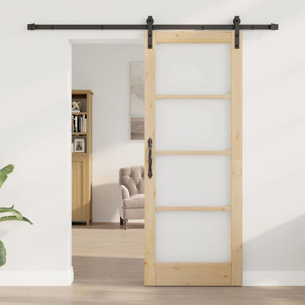 vidaXL Sliding Door ORKDAL Natural and Black 78 x 202 cm