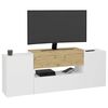 FMD TV/Hi-Fi Unit Cabinet 182x33x70.2 cm White and Artisan Oak