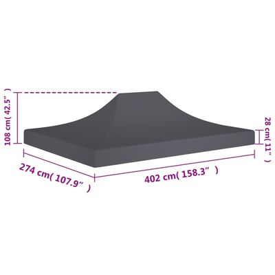 vidaXL Party Tent Roof 4x3 m Anthracite 270 g/m²