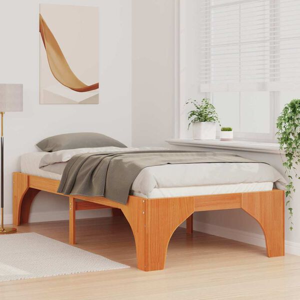 vidaXL Bed Frame Brown 100 x 200 cm Solid Pine Wood
