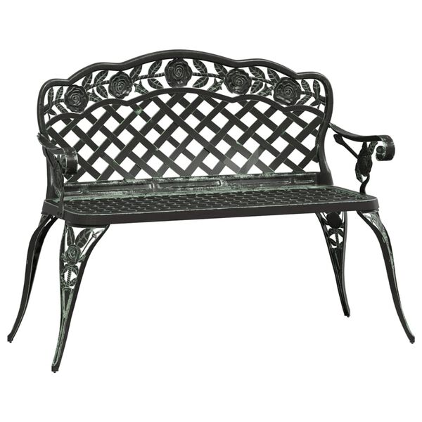 vidaXL Garden Bench 108 cm Cast Aluminium Green
