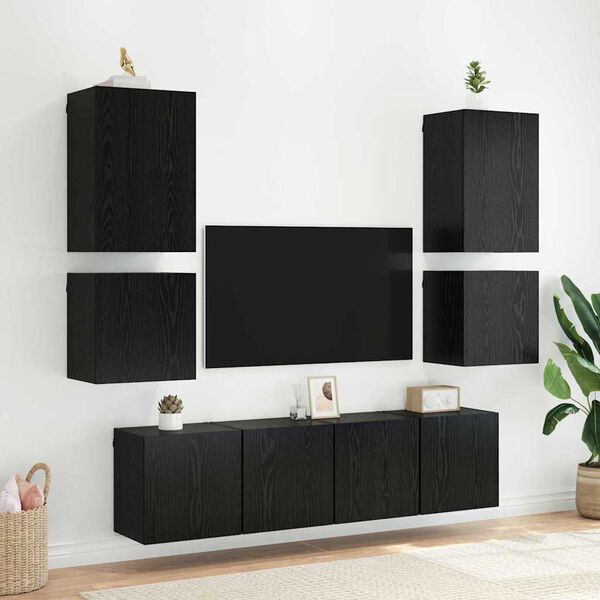 vidaXL TV Wall Cabinet Black Oak 40.5 x 30 x 40 cm Engineered Wood