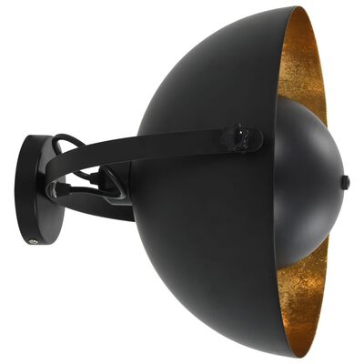 vidaXL Wall Light Black and Gold Semi-spherical E27