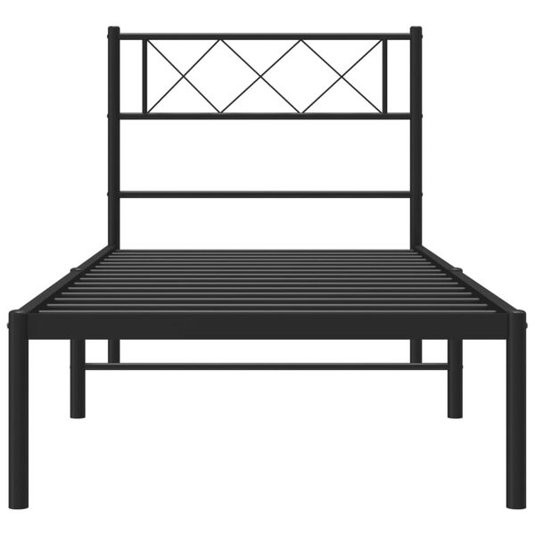 vidaXL Metal Bed Frame without Mattress with Headboard Black 100x190cm