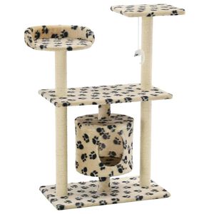 vidaXL Cat Tree with Sisal Scratching Posts 95 cm Beige Paw Prints