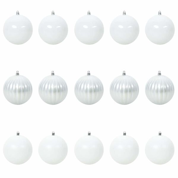 vidaXL Christmas Bauble Set 15 pcs White Plastic