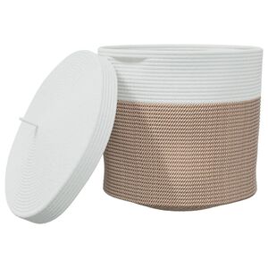 vidaXL Storage Basket with Lid Brown and White &Oslash;40x35 cm Cotton