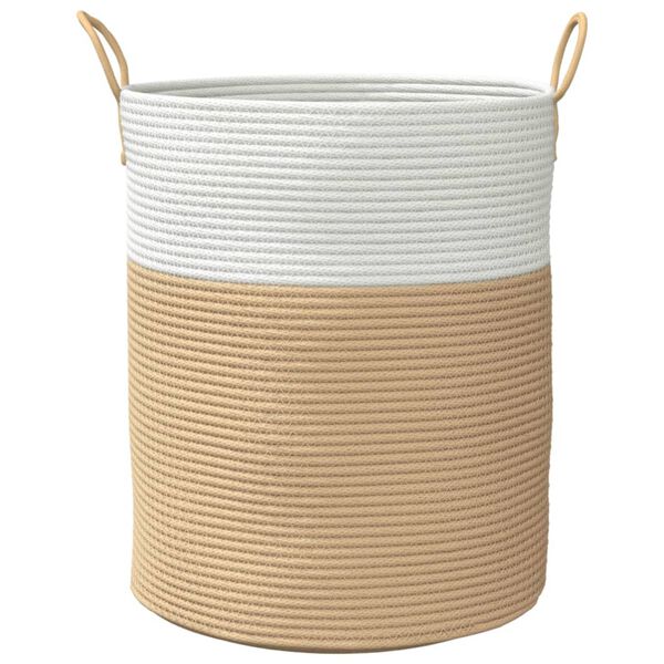 vidaXL Storage Basket Beige and White Ø38x46 cm Cotton