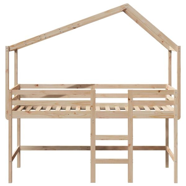 vidaXL Loft Bed with Ladder and Roof without Mattress 90x190 cm Single
