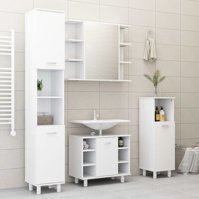 vidaXL 4 Piece Bathroom Furniture Set White Engineered Wood