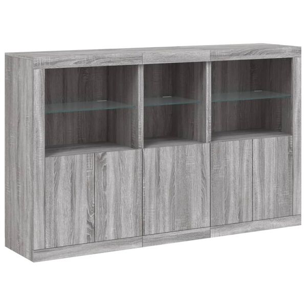 vidaXL Sideboard with LED Lights Grey Sonoma 162x37x100 cm