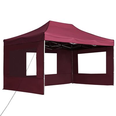 vidaXL Professional Folding Party Tent with Walls Aluminium 4.5x3 m Wine Red