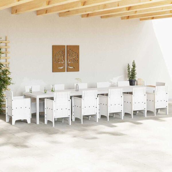 vidaXL Garden Dining Table White 400 x 100 x 73 cm Poly Rattan