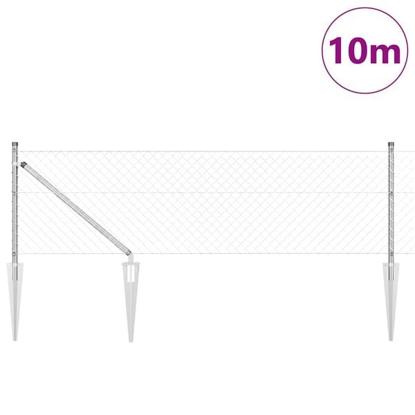 vidaXL Fence Post Silver 10 x 0.6 m (40 x 40 mm mesh) Steel
