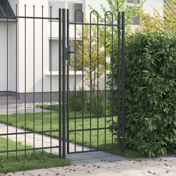 vidaXL Fence Gate with Lock Grey 103 x 250 cm Powder-Coated Steel