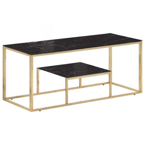 vidaXL Coffee Table Gold Stainless Steel and Tempered Glass