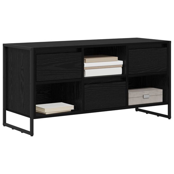 vidaXL TV Cabinet Black Oak 100 x 36 x 49.5 cm Engineered Wood
