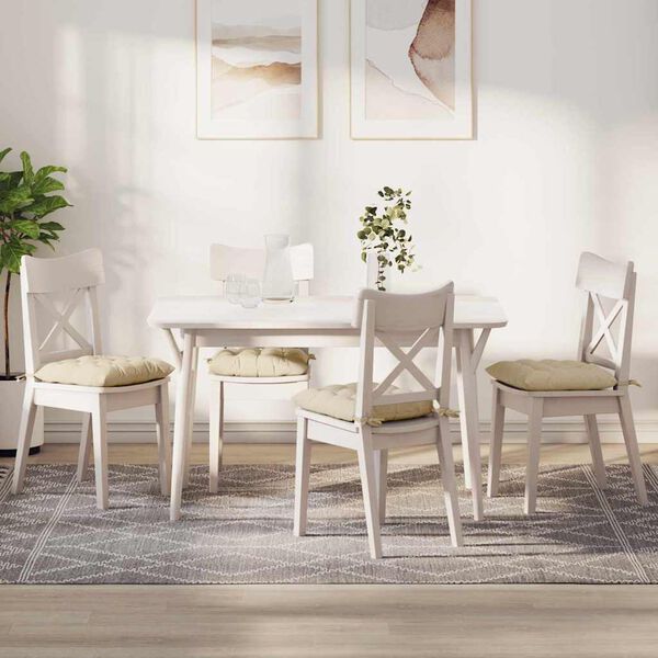 vidaXL Seat Cushions 2 pcs Cream 40 x 40 x 6 cm Fabric