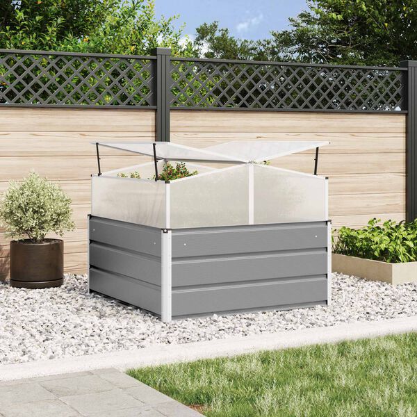 vidaXL Planter Light Grey 100 x 100 x 77 cm Galvanised Steel