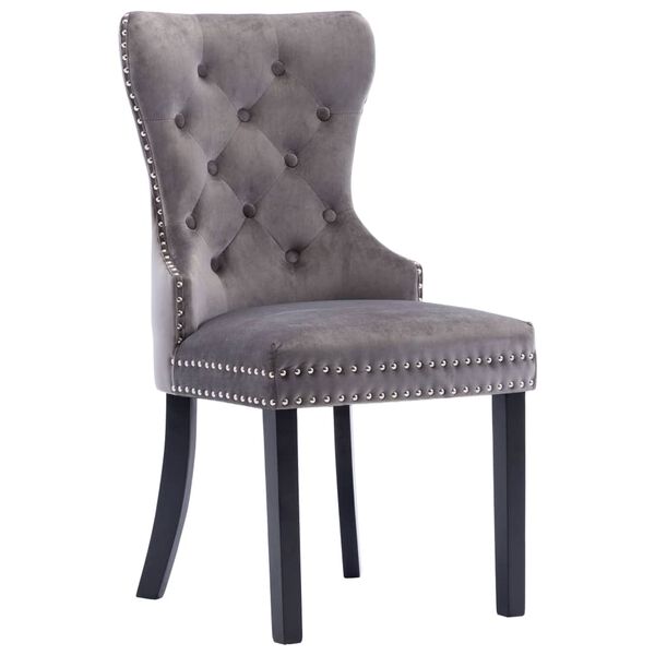 vidaXL Dining Chairs 2 pcs Grey Velvet