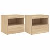 vidaXL Bedside Cabinets with LED Lights 2 pcs Sonoma Oak 50x40x45 cm