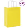 vidaXL Paper Bags 50 pcs with Handles Yellow 21x11x28 cm