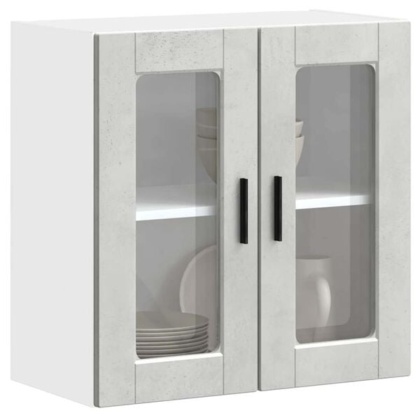 vidaXL Kitchen Wall Cabinet with Glass Door Porto Concrete Grey