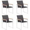 vidaXL Garden Chairs 4 pcs Textilene and Stainless Steel Grey