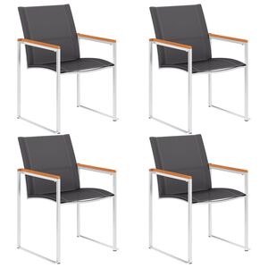 vidaXL Garden Chairs 4 pcs Textilene and Stainless Steel Grey