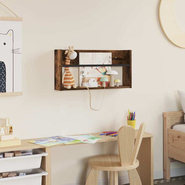 vidaXL Magazine Rack Smoked Oak 60 x 12 x 30 cm Engineered Wood