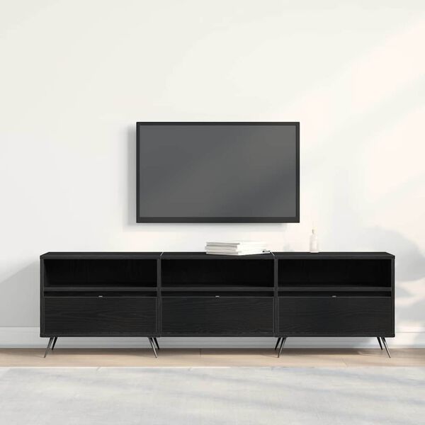 vidaXL TV Cabinet Black oak 150 x 30 x 44.5 cm Engineered wood