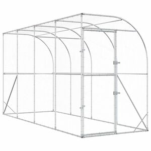 vidaXL Against Wall Chicken Coop Silver 400 x 100 x 215 cm