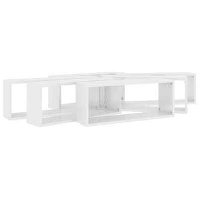 vidaXL Wall Cube Shelf 6 pcs High Gloss White 60x15x23 cm Engineered Wood