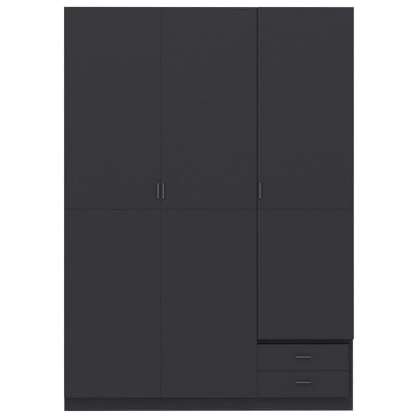 vidaXL 3-Door Wardrobe Grey 120x50x180 cm Engineered Wood