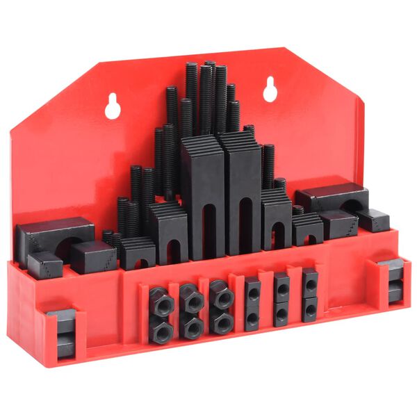 vidaXL 58 Pieces Clamping Set Steel T Slot M10