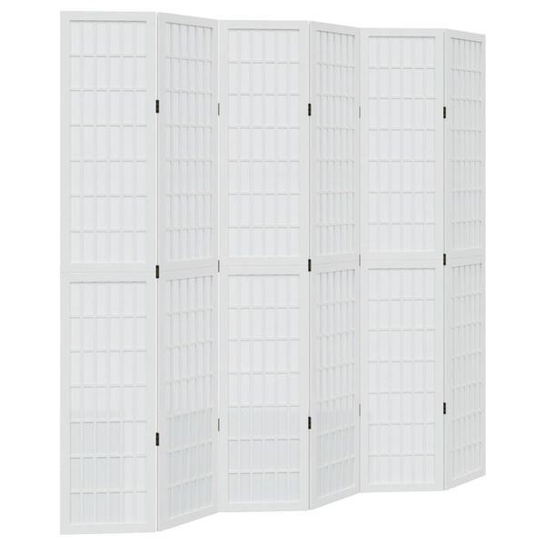 vidaXL Room Divider 6 Panels White Solid Wood Paulownia