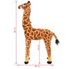 vidaXL Standing Plush Toy Giraffe Brown and Yellow XXL