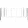 vidaXL Garden Fence with Spear Top Steel 337x120 cm Black