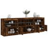 vidaXL Sideboard with LED Lights Smoked Oak 202x37x67 cm