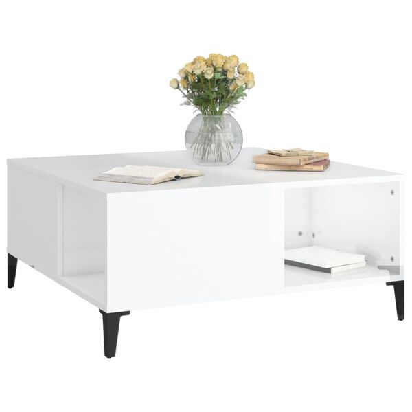 vidaXL Coffee Table High Gloss White 80x80x36.5 cm Engineered Wood