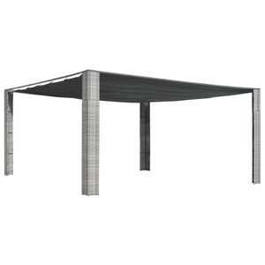 vidaXL Gazebo with Sliding Roof Poly Rattan 400x400x200 cm Grey and Anthracite
