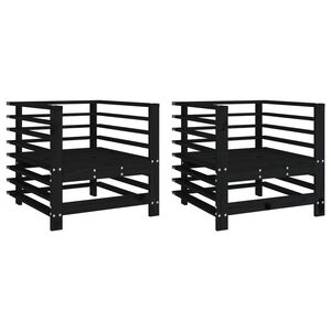 vidaXL Garden Chairs 2 pcs Black Solid Wood Pine