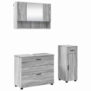 vidaXL Bathroom Furniture Set 3 pcs Grey Sonoma