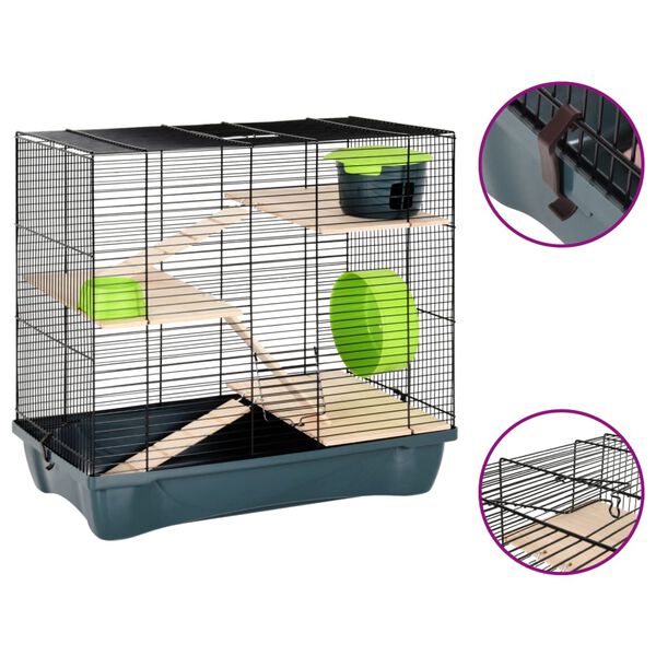vidaXL Hamster Cage Grey 58x32x54 cm Polypropylene and Metal