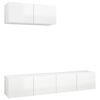 vidaXL TV Cabinets 3 pcs High Gloss White Engineered Wood