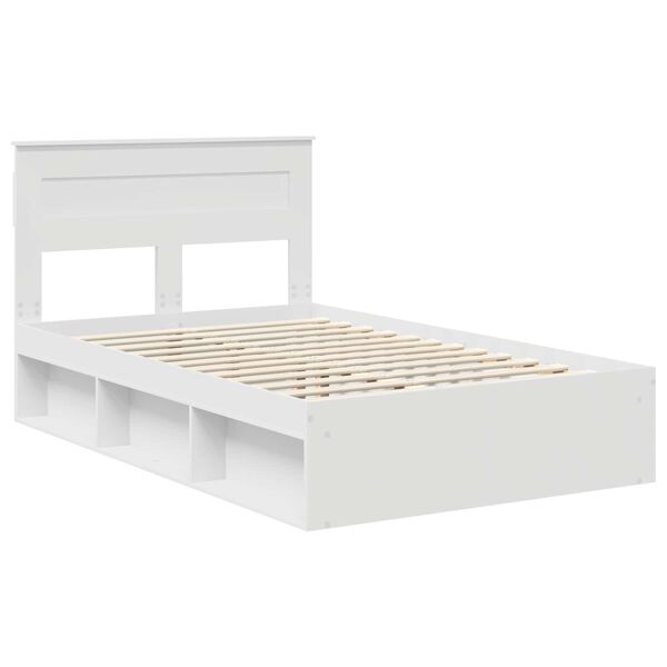 vidaXL Bed Frame with Headboard White 120 x 190 cm Solid Pine Wood
