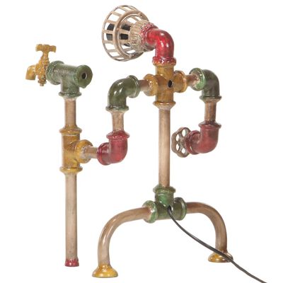 vidaXL Industrial Standing Lamp Water Pipe Design Iron