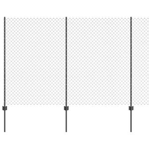 vidaXL Chainlink Fence with Post 10 x 1.6 m PVC-Coated Steel Grey Mesh